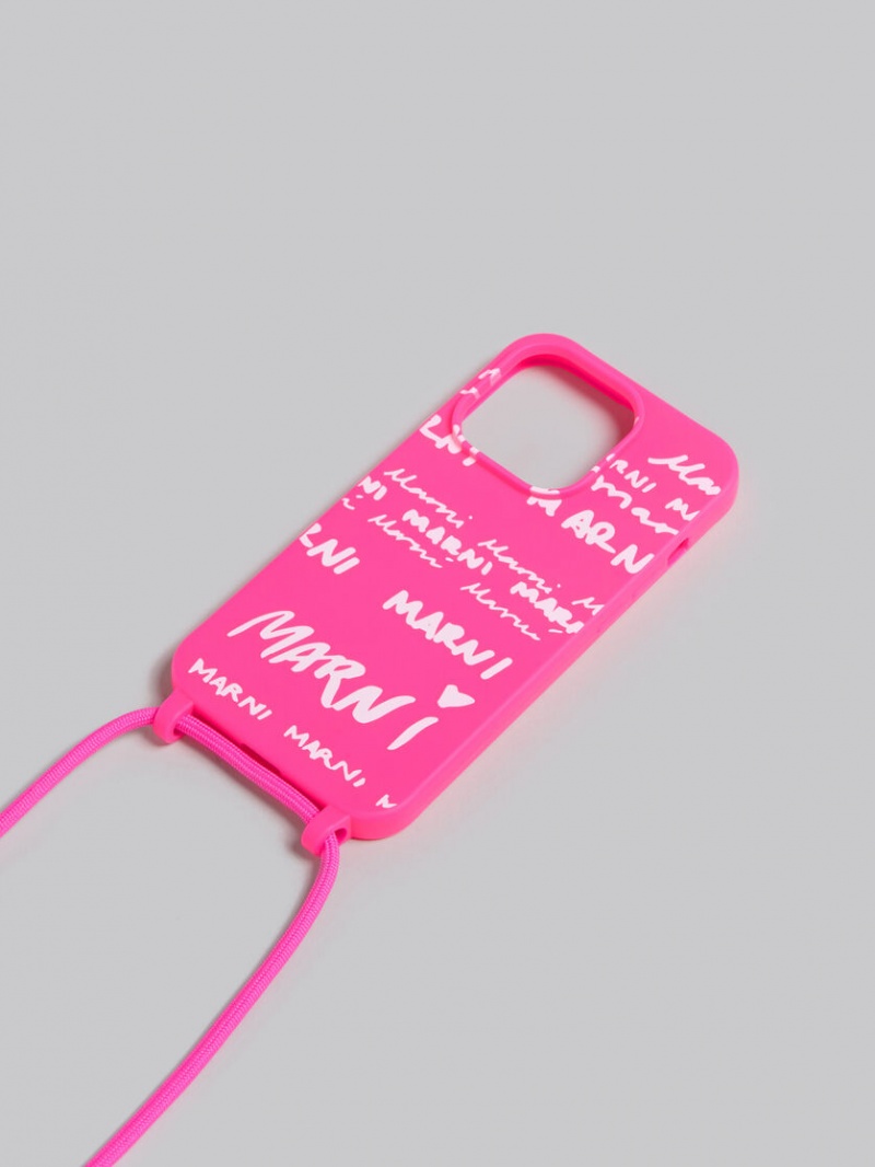 Marni Gummy Iphone Cover With Neck Rem Fuchsia | SEQAV94065