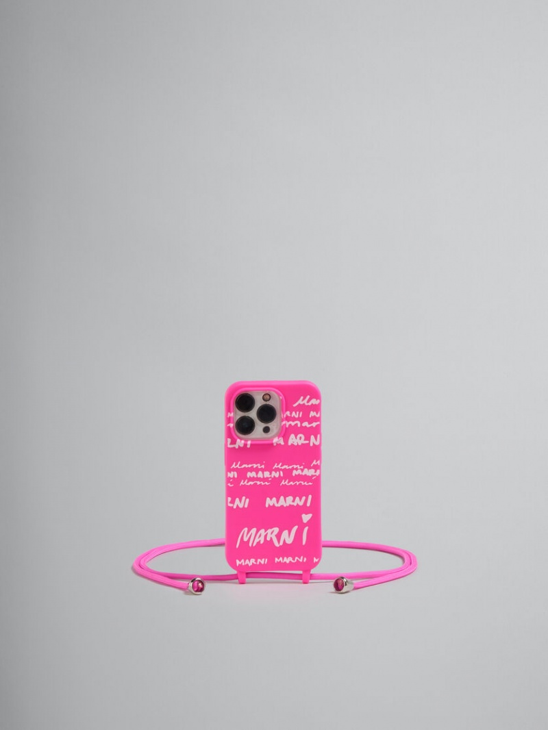 Marni Gummy Iphone Cover With Neck Rem Fuchsia | SEQAV94065