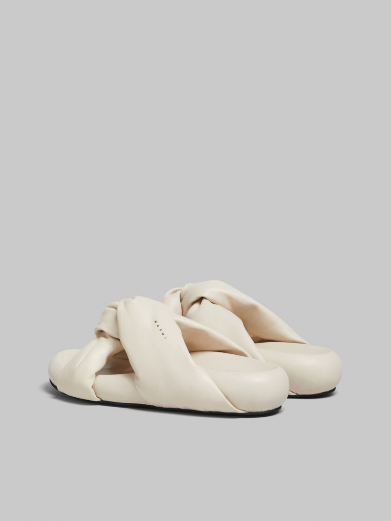 Marni Ivory Twisted Läder Bubble Sandal Vita | LSESX93983