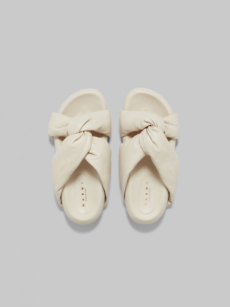 Marni Ivory Twisted Läder Bubble Sandal Vita | LSESX93983