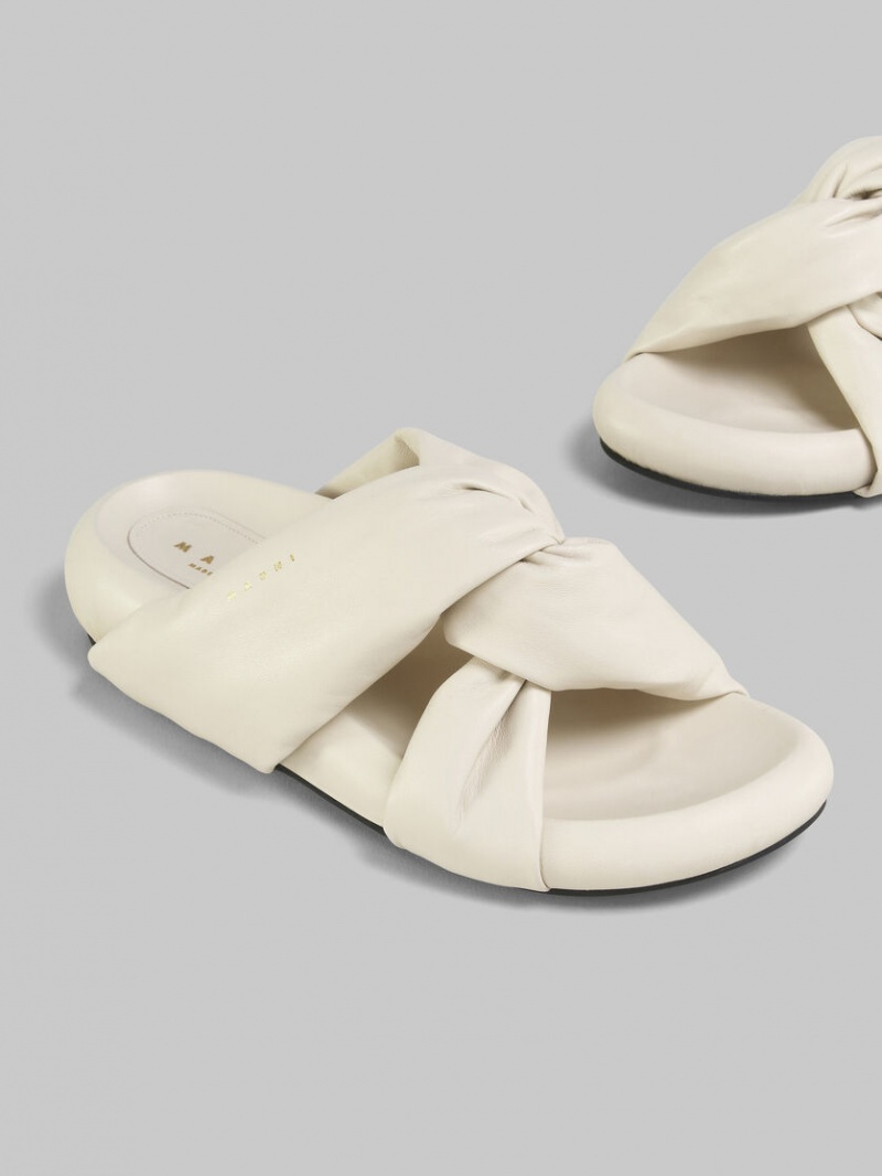 Marni Ivory Twisted Läder Bubble Sandal Vita | LSESX93983