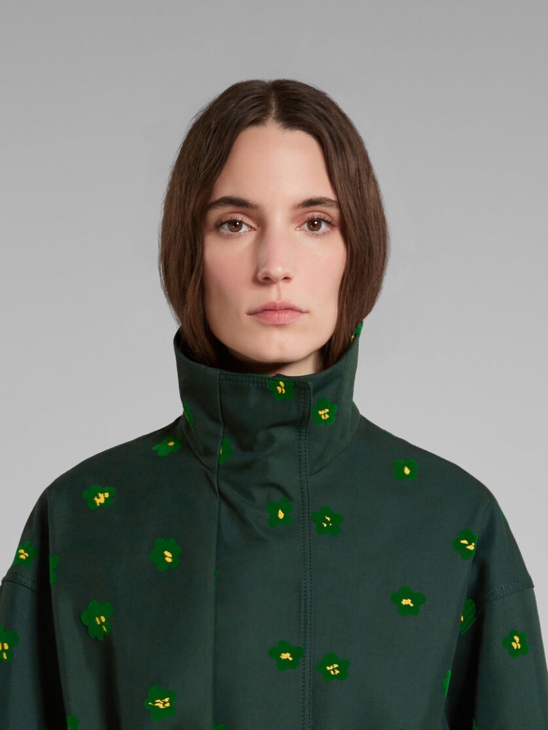 Marni Jacket With Draft Flower Print Gröna Blommiga | SEIIZ28764