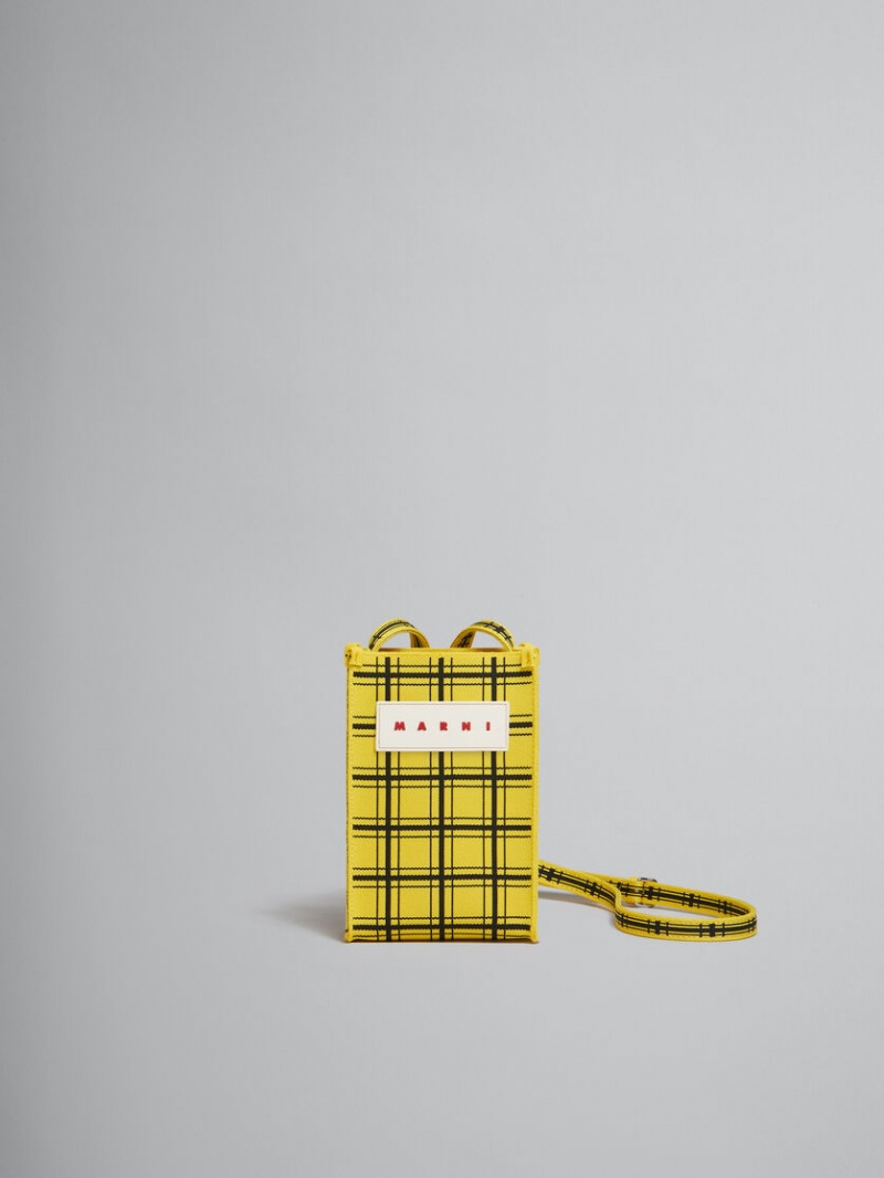 Marni Jacquard Check Mini Shoulder Bag Gula Svarta | LSESX44557