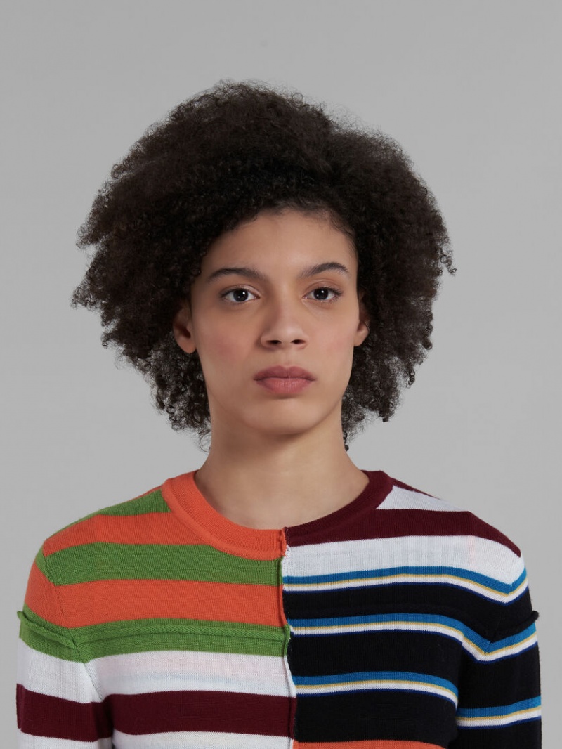 Marni Knit Tröja With Patchwork Stripes Colourful | MSEHR57762