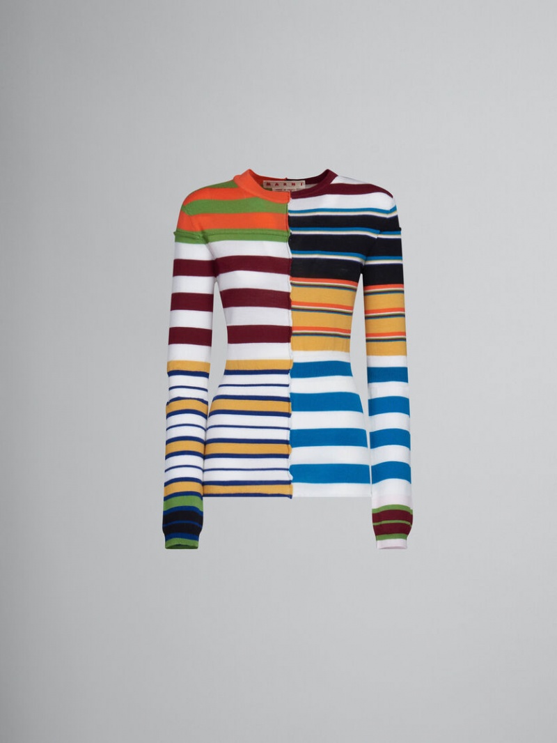 Marni Knit Tröja With Patchwork Stripes Colourful | MSEHR57762