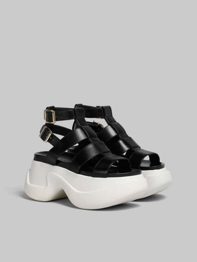 Marni Läder Aras 23 Gladiator Sandal Svarta | SEDFL65267