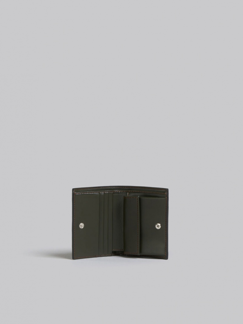 Marni Läder Bifold Card Case Olivgröna Gröna | FSEHY97482