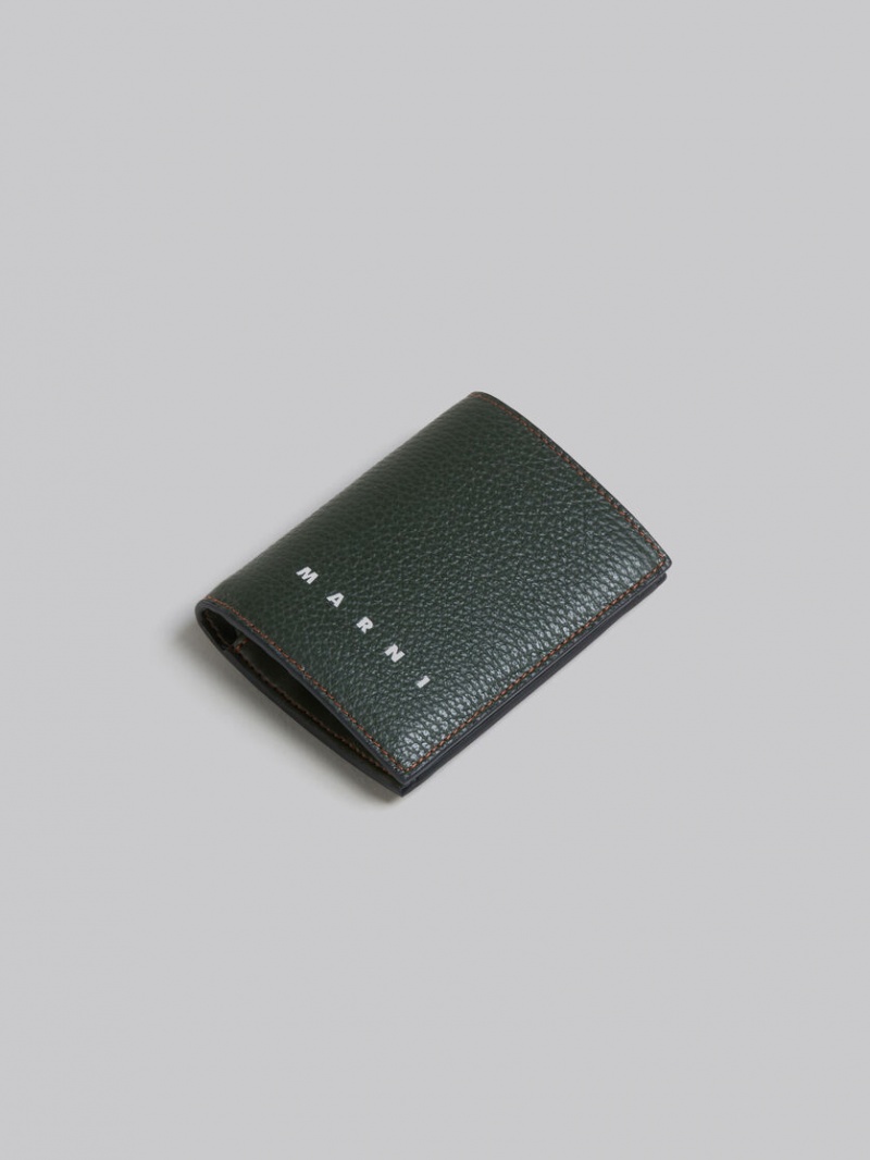 Marni Läder Bifold Card Case Olivgröna Gröna | FSEHY97482