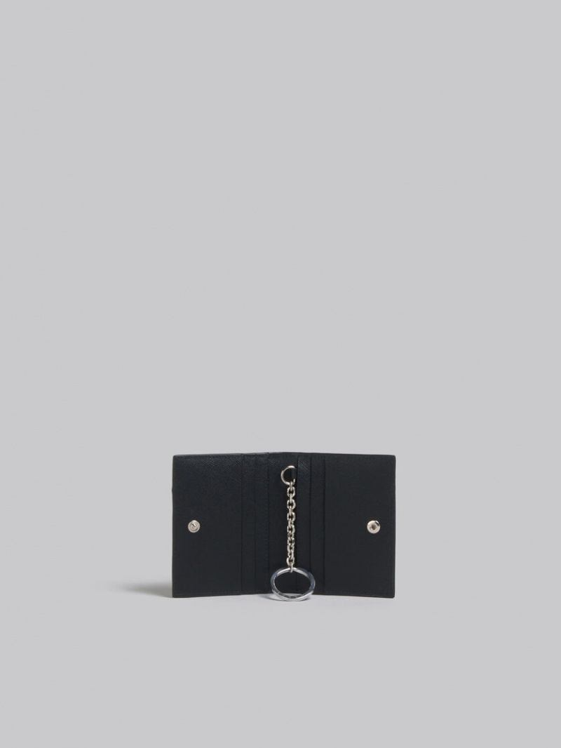 Marni Läder Bifold Card Case Svarta Blå | SEEGJ98426