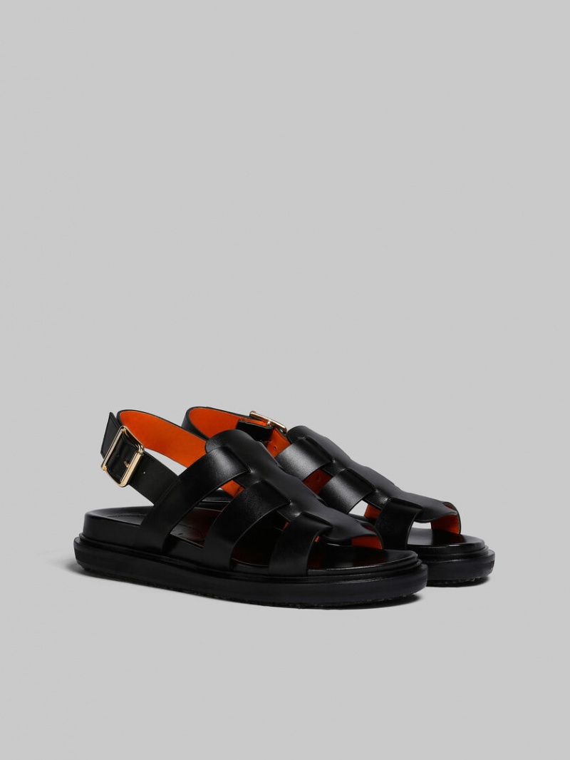 Marni Läder Gladiator Sandal Svarta | ESEVG82324