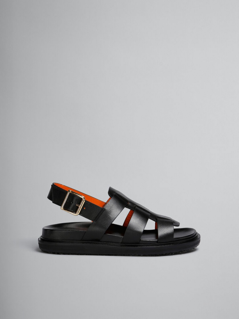 Marni Läder Gladiator Sandal Svarta | SEJKU85501