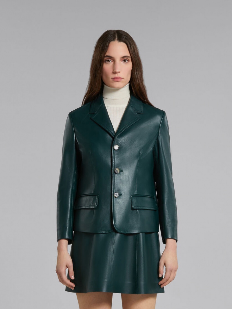 Marni Läder Jacket Gröna | SEDYB32842