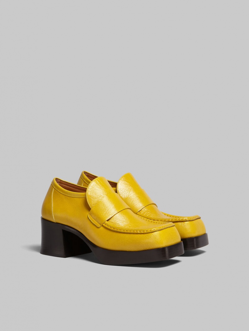 Marni Läder Klackar Loafer Gula | SEDYB23428