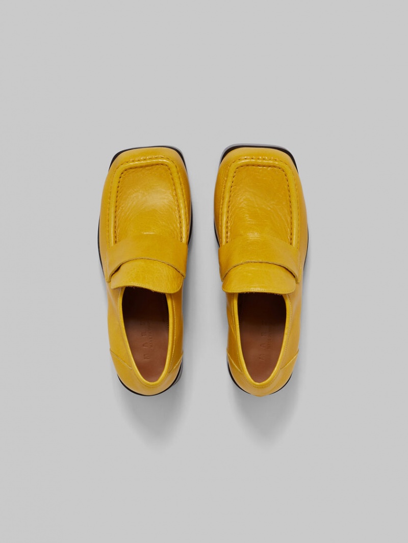 Marni Läder Klackar Loafer Gula | SEDYB23428