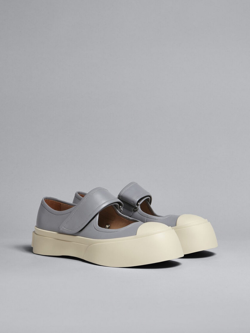 Marni Läder Mary Jane Sneaker Grå | QSEUV94143