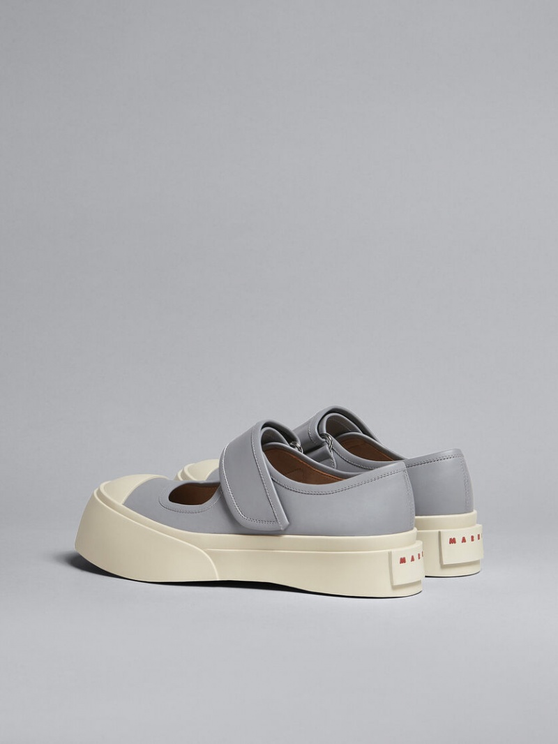 Marni Läder Mary Jane Sneaker Grå | QSEUV94143