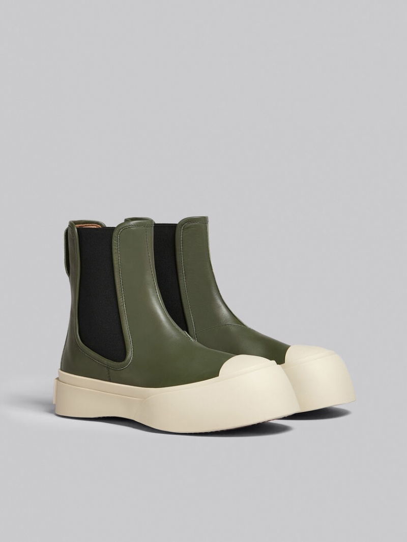 Marni Läder Pablo Chelsea Boot Gröna | SEJBT17129