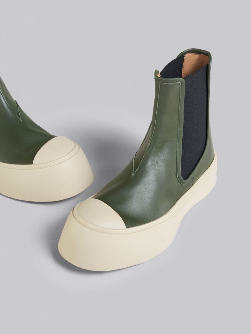 Marni Läder Pablo Chelsea Boot Gröna | SEJBT17129