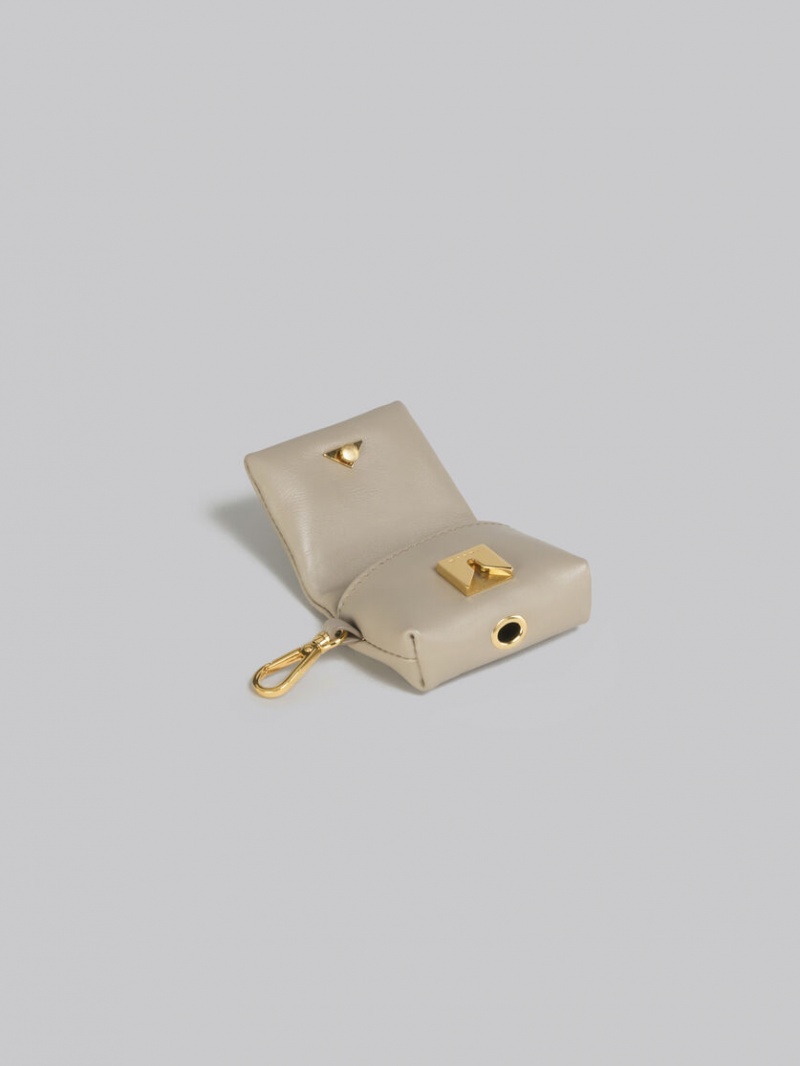 Marni Läder Prisma Airpods Case Beige | LSETR79735