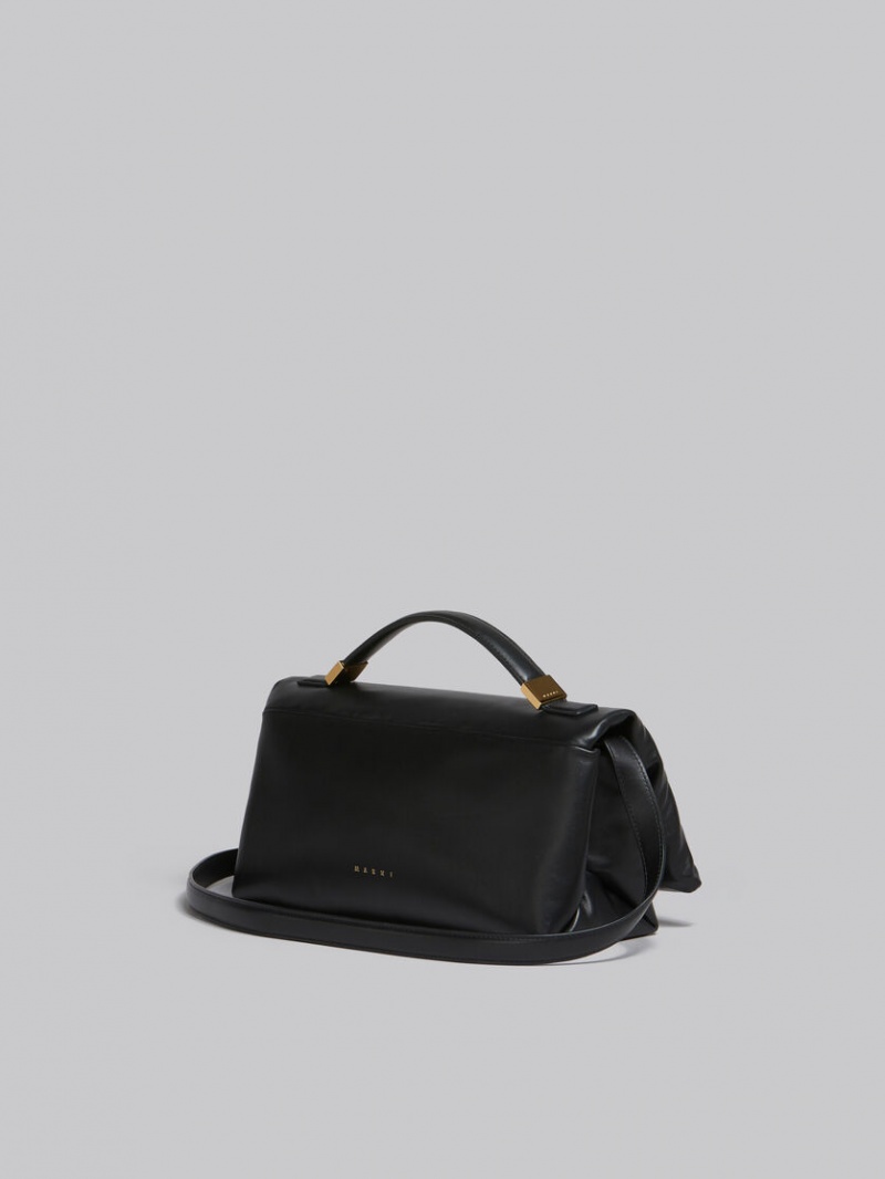 Marni Läder Prisma Top Handle Bag Svarta | PSEQX99996