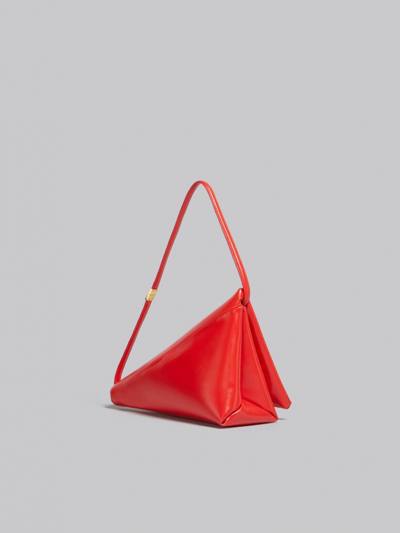 Marni Läder Prisma Triangle Bag Röda | SEEAH31439