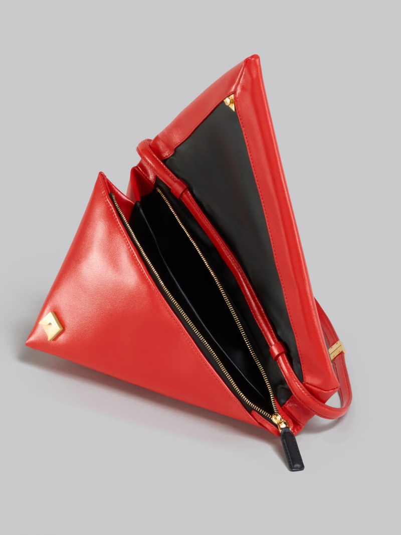 Marni Läder Prisma Triangle Bag Röda | SEEAH31439