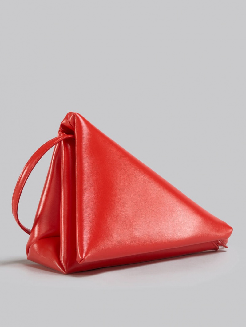 Marni Läder Prisma Triangle Bag Röda | SEEAH31439