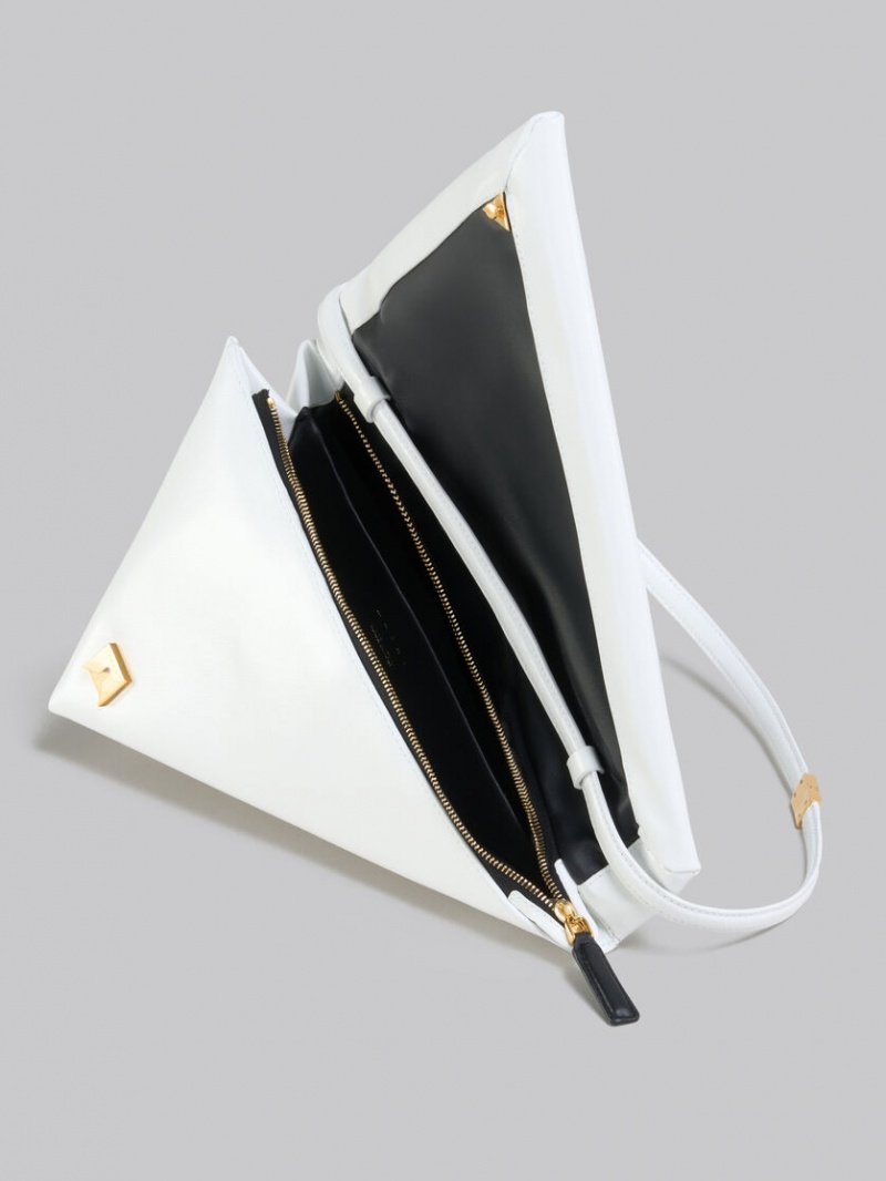 Marni Läder Prisma Triangle Bag Vita | SEJKU23363