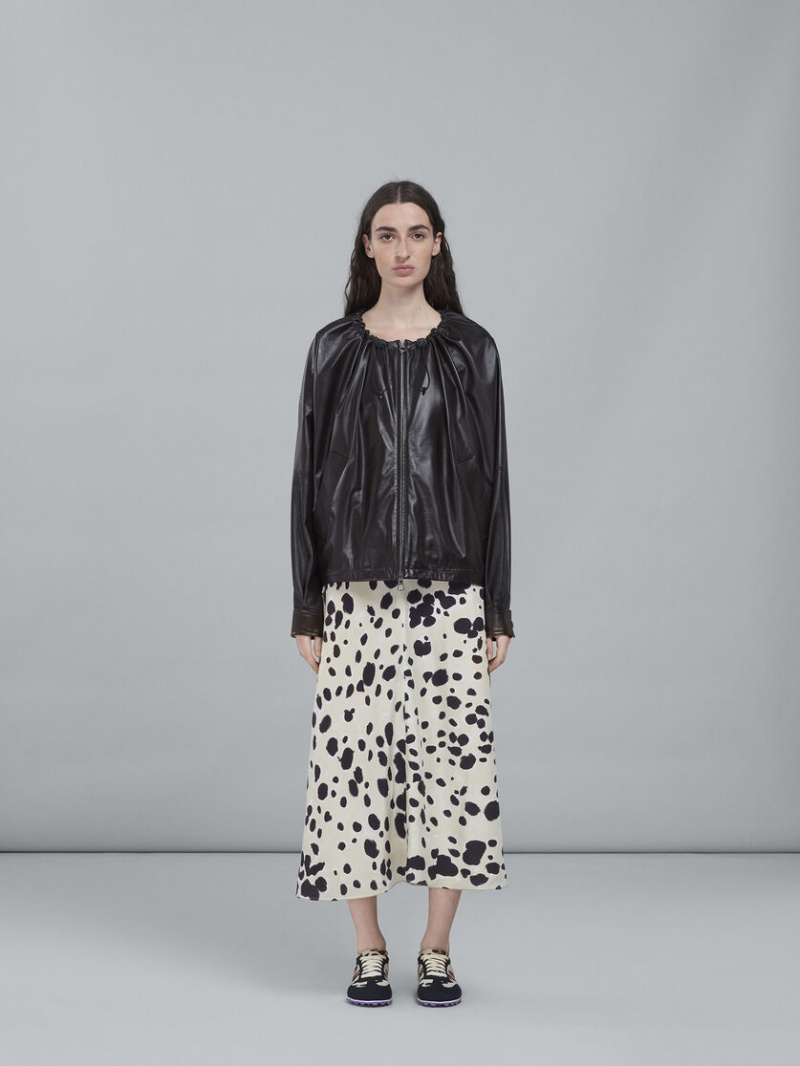 Marni Light Nappa Läder Cropped Jacket Svarta | SSENY23524