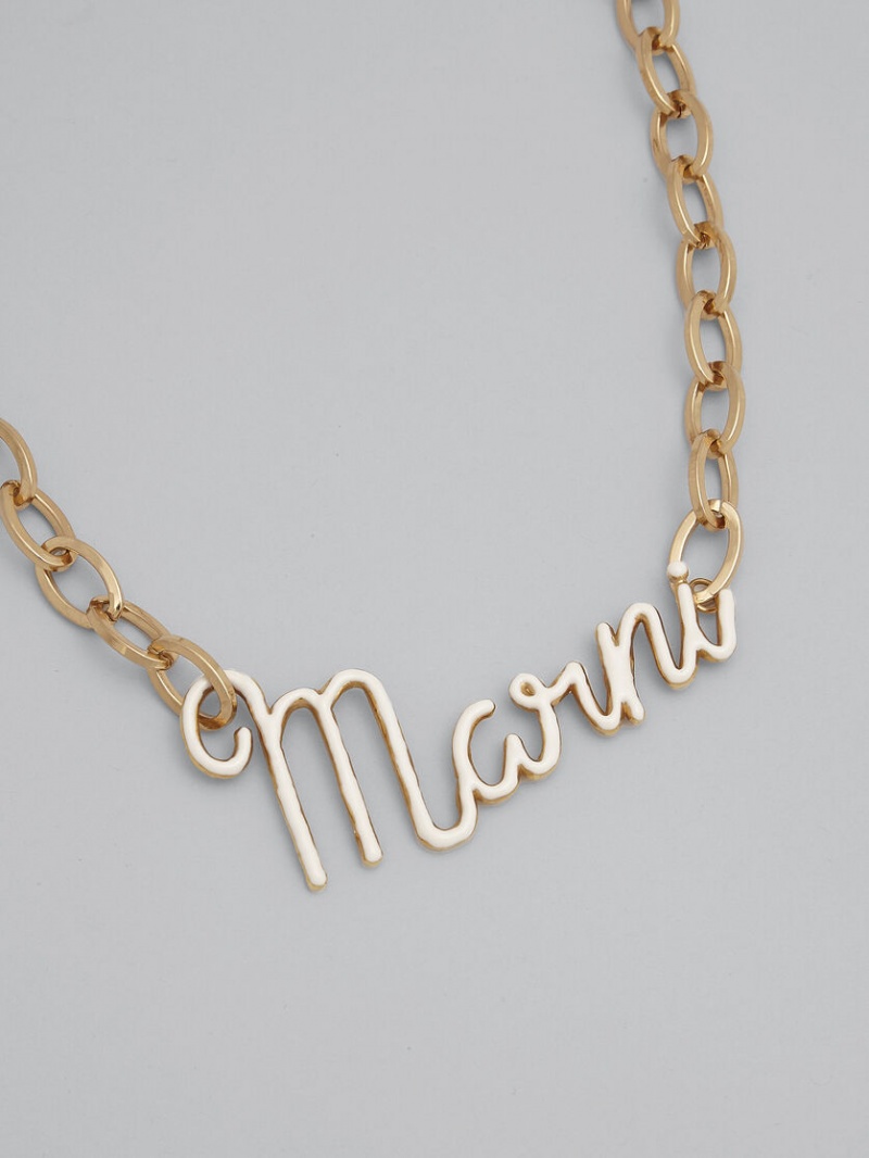 Marni Logo Necklace Guld | YSEVQ34633