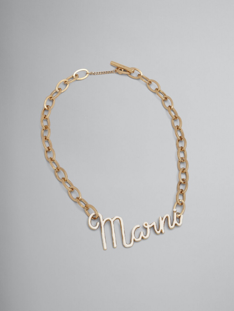 Marni Logo Necklace Guld | YSEVQ34633