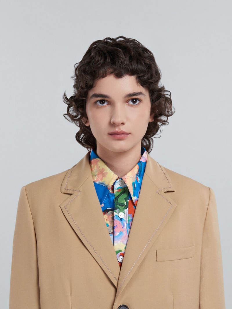 Marni Long Blazer In Beige Tropical Ull Beige | YSEVQ81305