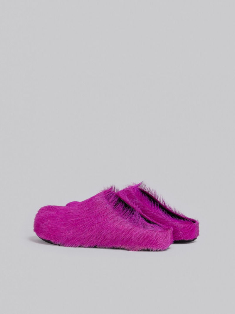 Marni Long-hair Calfskin Fussbett Sabot Fuchsia | SEJBT14156