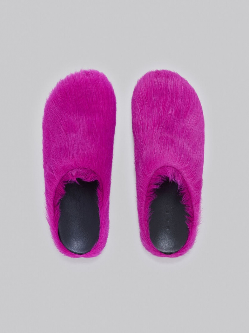 Marni Long-hair Calfskin Fussbett Sabot Fuchsia | SEJBT14156