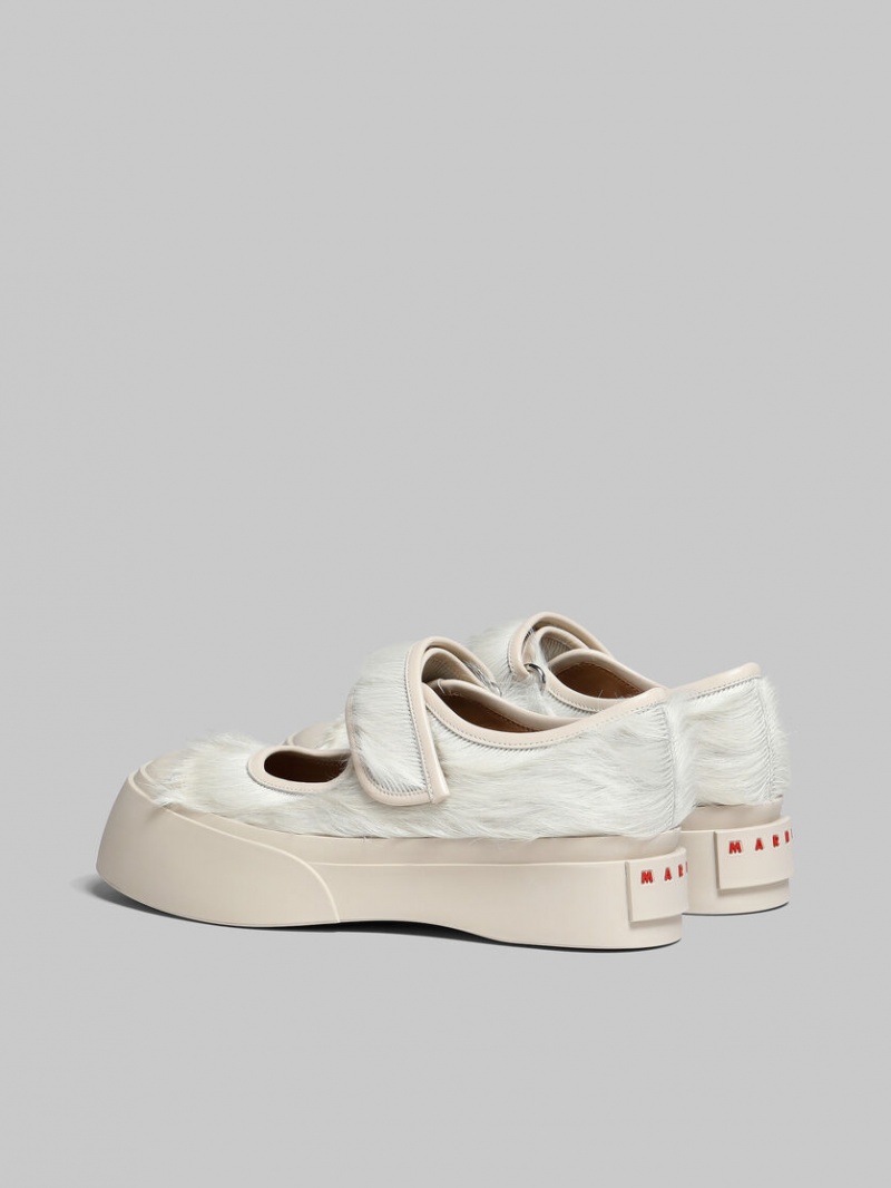 Marni Long-hair Calfskin Mary Jane Sneaker Vita | SEZDE72514