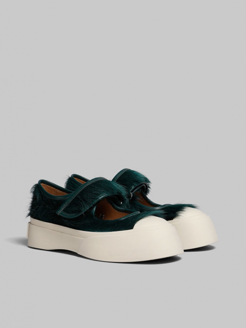 Marni Long-hair Calfskin Mary Jane Sneaker Gröna | PSEQX86708