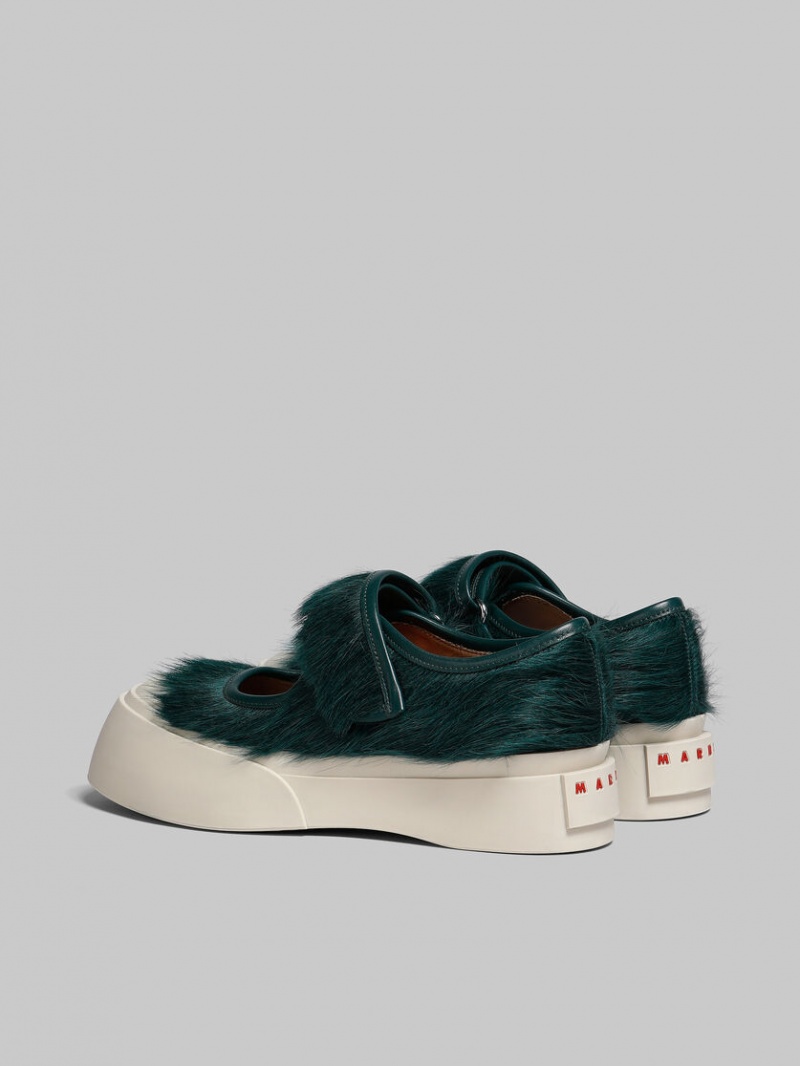 Marni Long-hair Calfskin Mary Jane Sneaker Gröna | PSEQX86708