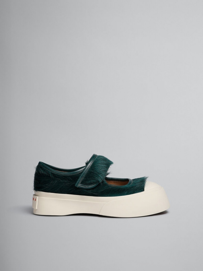 Marni Long-hair Calfskin Mary Jane Sneaker Gröna | ZSEMJ98306