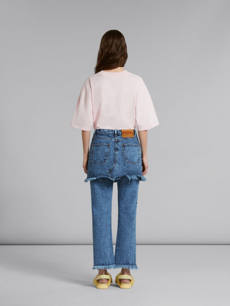 Marni Marbled Denim Trousers With Skirt Overlay Blå | SENZX61748