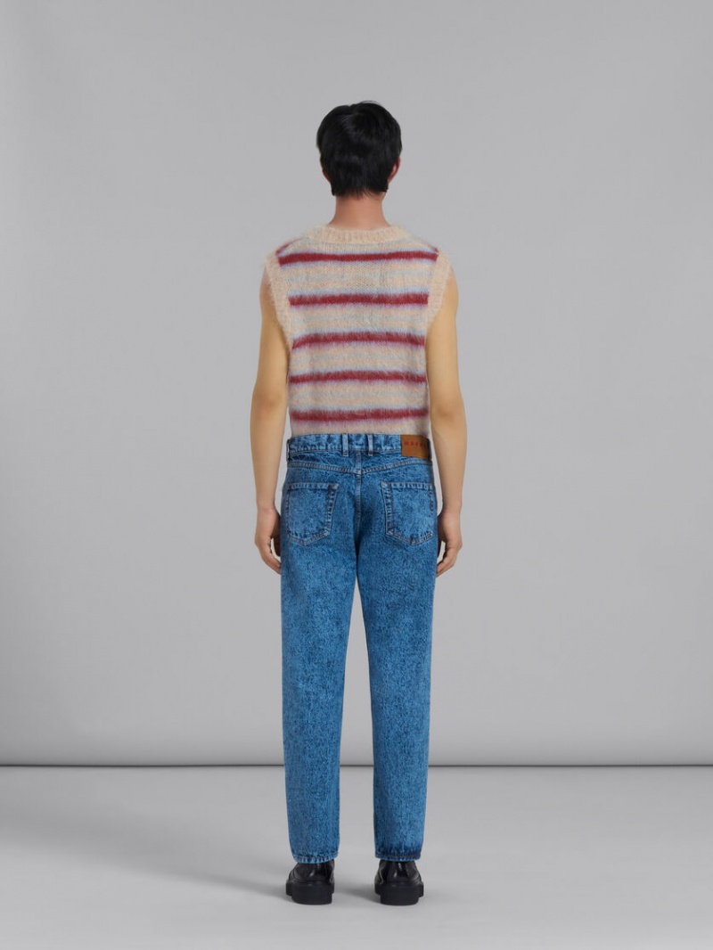 Marni Marble-dyed Hetero Trousers In Bomull Drill Blå | GSEEC29717