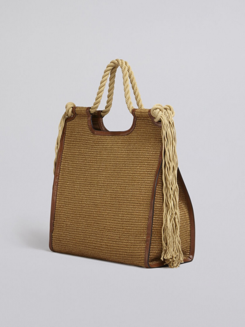 Marni Marcel Summer Bag Läder And Raffia With Rope Handles Bruna | USETG84087