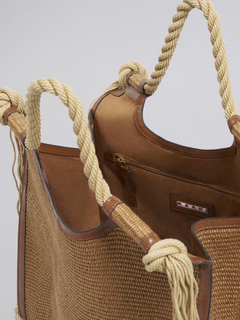 Marni Marcel Summer Bag Läder And Raffia With Rope Handles Bruna | USETG84087