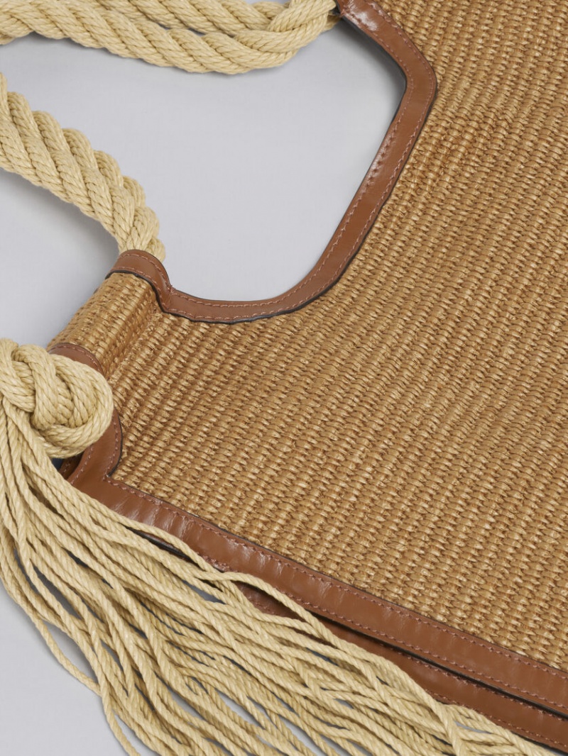 Marni Marcel Summer Bag Läder And Raffia With Rope Handles Bruna | USETG84087