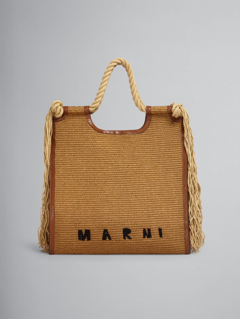 Marni Marcel Summer Bag Läder And Raffia With Rope Handles Bruna | USETG84087