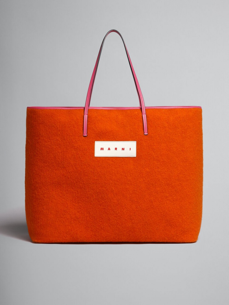 Marni Medium Reversible Janus Shopping Bag Orange | SSEVO55757