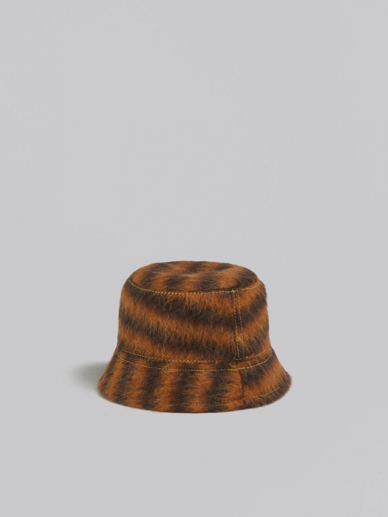 Marni Mohair And Alpaca Bucket Hat With Marni Patch Orange | SEZPD65552