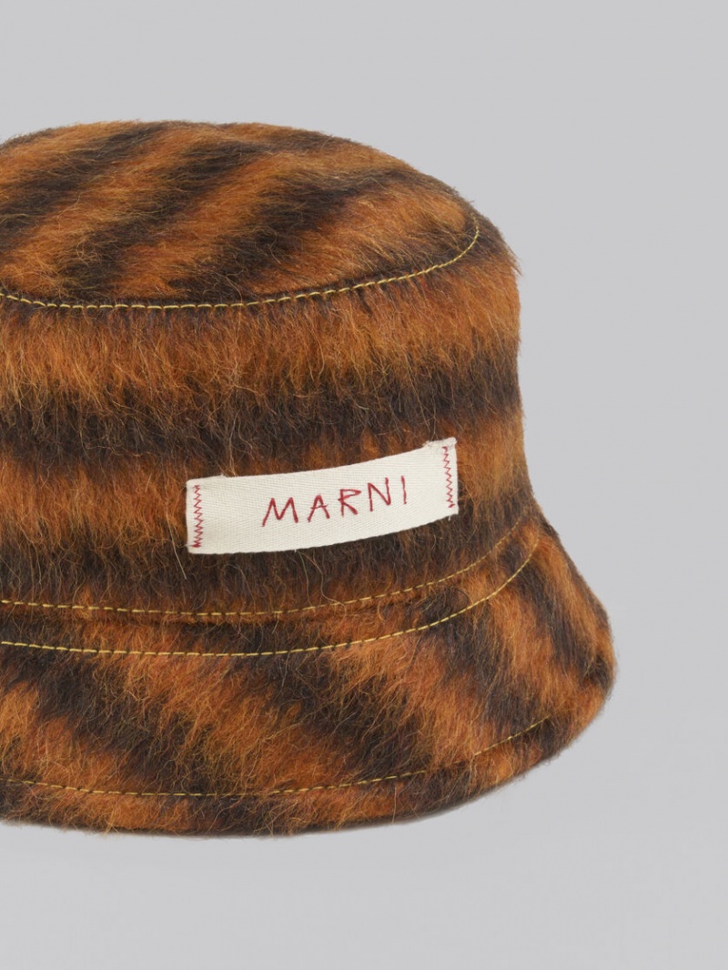 Marni Mohair And Alpaca Bucket Hat With Marni Patch Orange | SEZPD65552