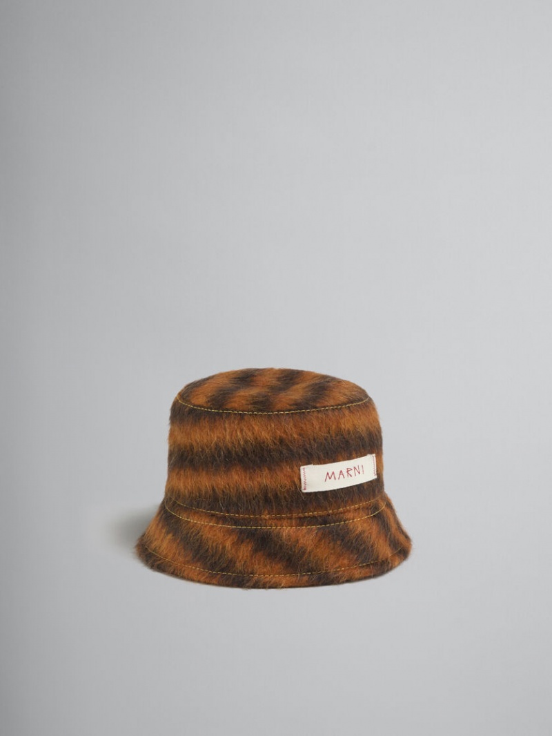 Marni Mohair And Alpaca Bucket Hat With Marni Patch Orange | SEZPD65552