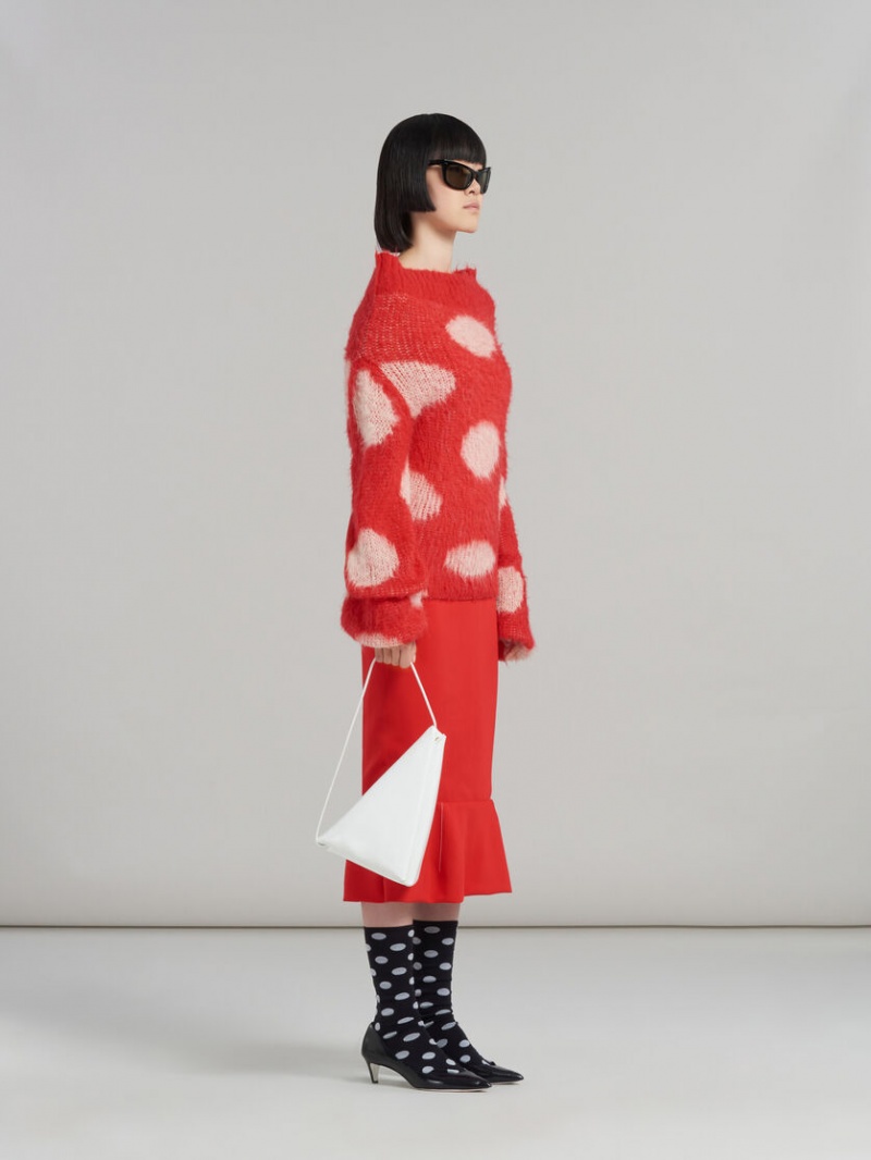 Marni Mohair Båt-neck Jumper With Polka Dots Röda | LSETR88669