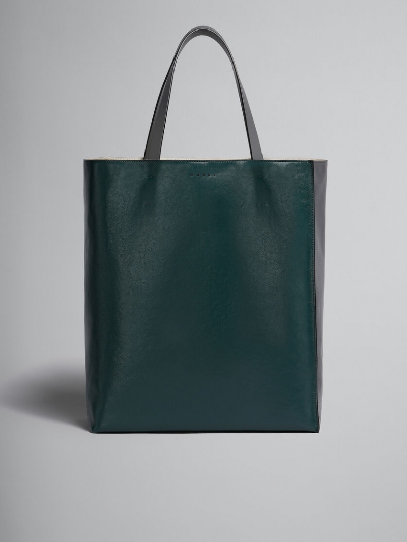 Marni Mueo Soft Large Bag Läder Mörkgröna Mörkgrå | SEEGJ73101